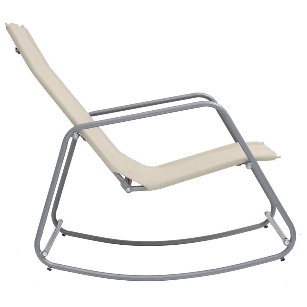 Chaise à bascule de jardin 95x54x85 cm textilène couleur crème