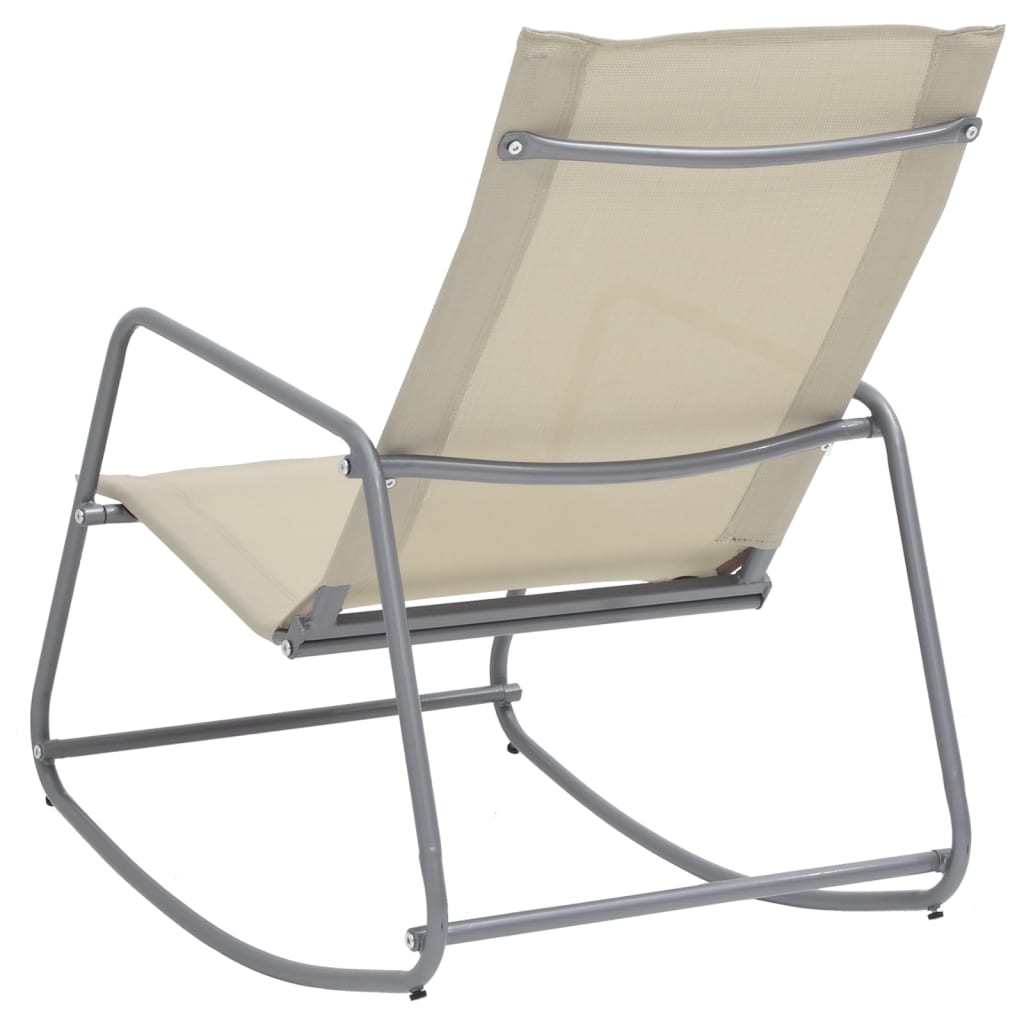 Chaise à bascule de jardin 95x54x85 cm textilène couleur crème