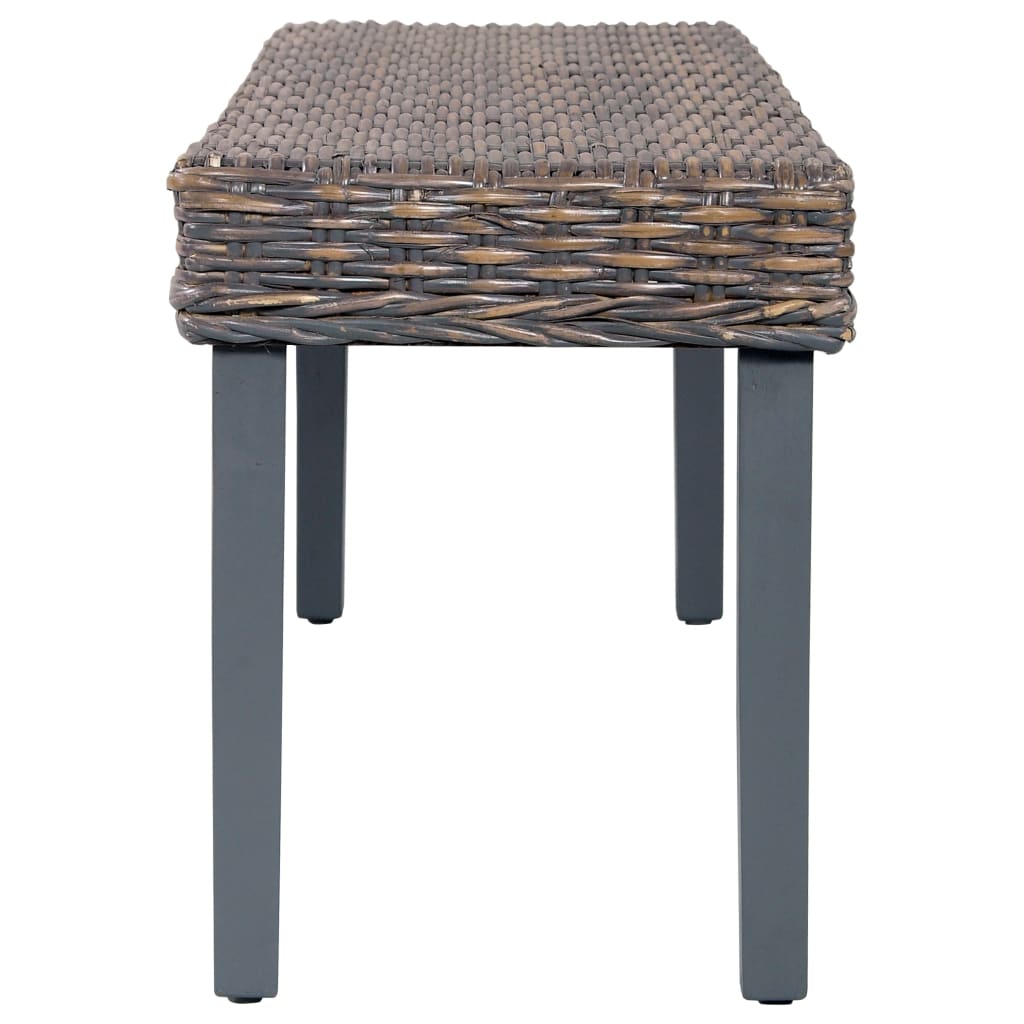 Banc 110 cm cube naturel en rotin et bois de manguier massif