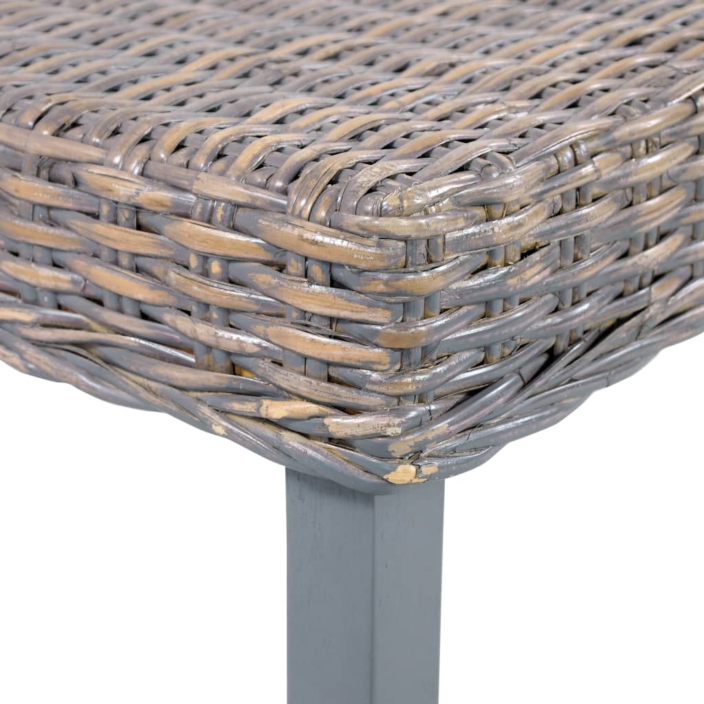 Banc 110 cm cube naturel en rotin et bois de manguier massif