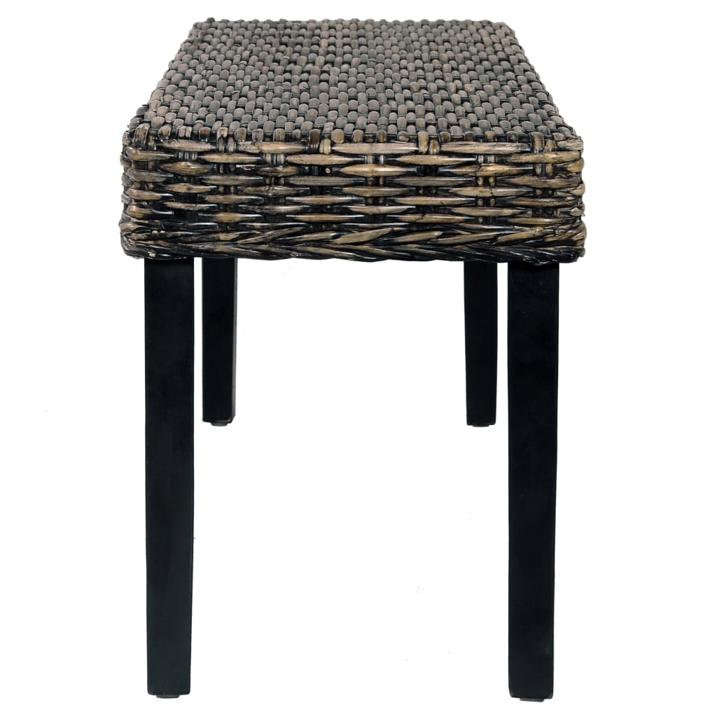 Banc 110 cm cube naturel en rotin et bois de manguier massif