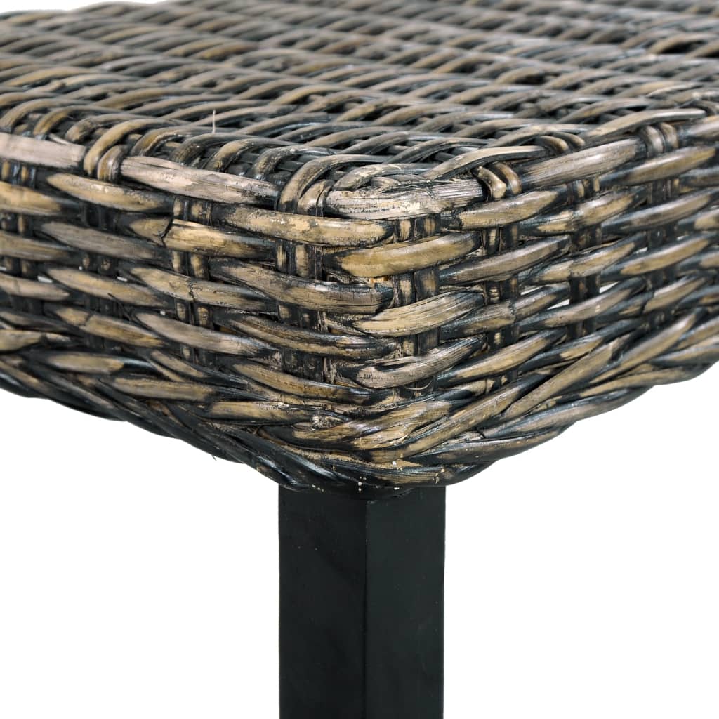 Banc 110 cm cube naturel en rotin et bois de manguier massif