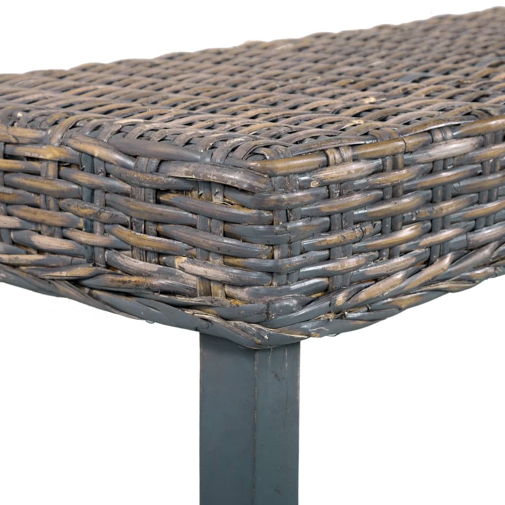 Banc 160 cm cube naturel en rotin et bois de manguier massif