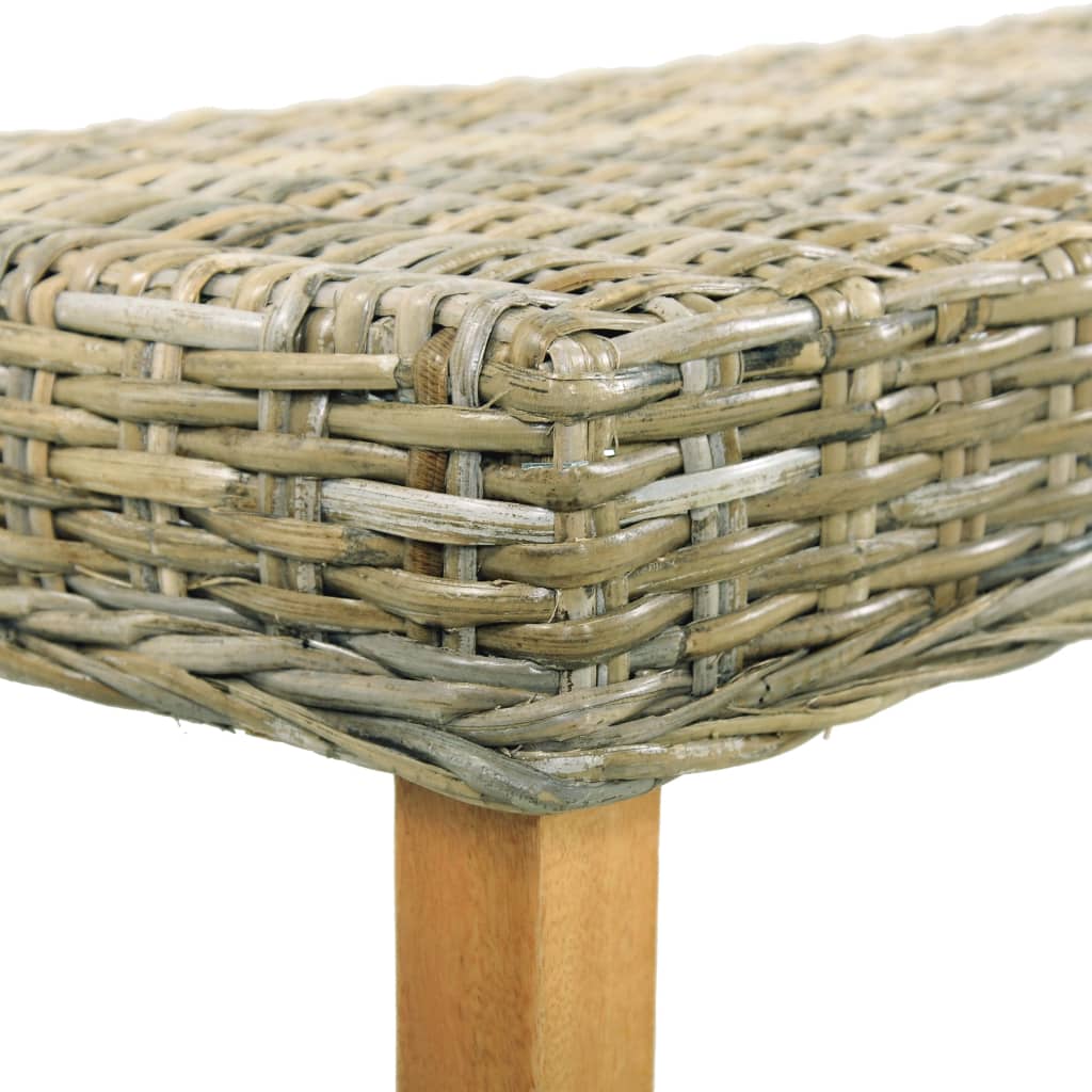 Banc 160 cm cube naturel en rotin et bois de manguier massif