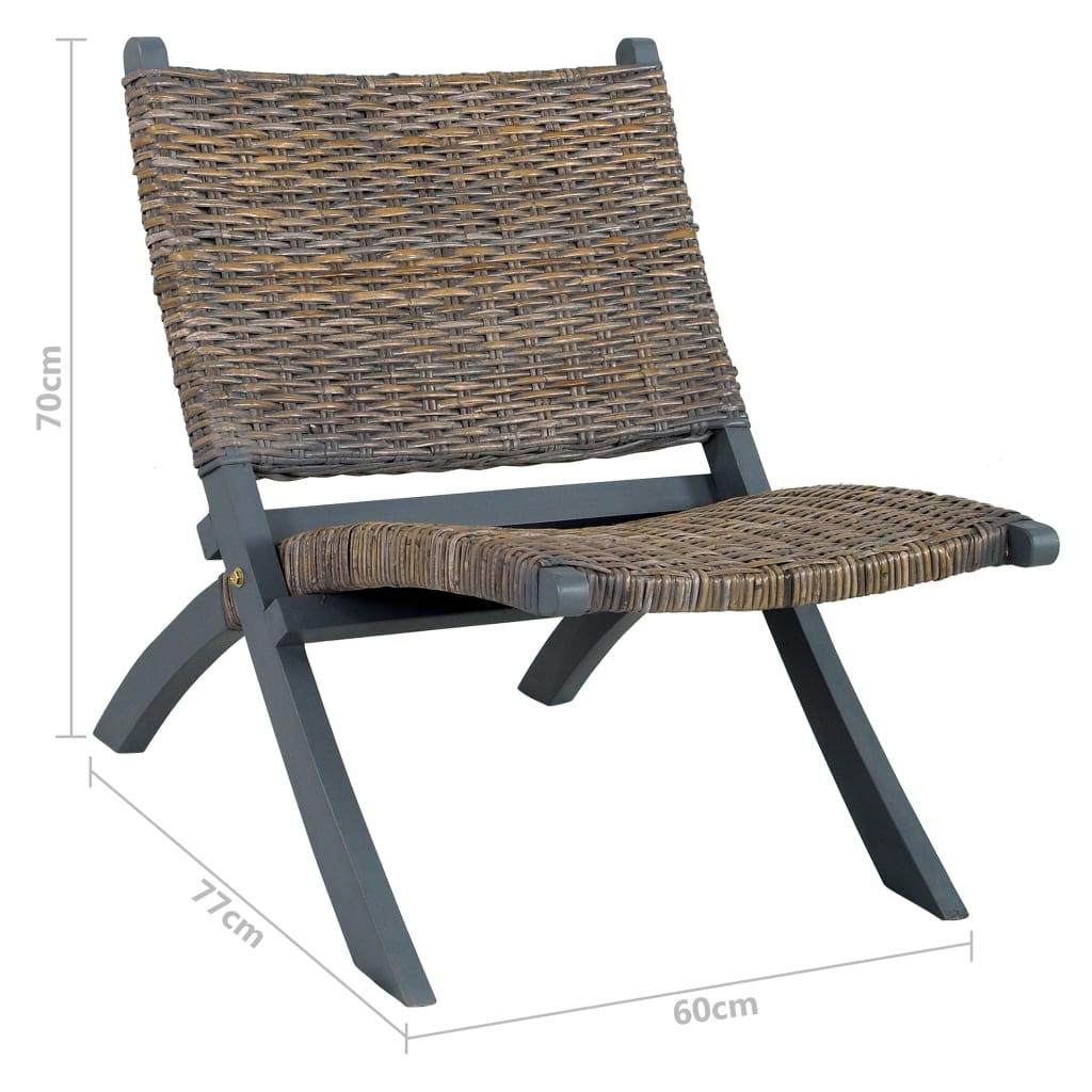 Fauteuil relax en rotin kubu naturel et bois d'acajou massif