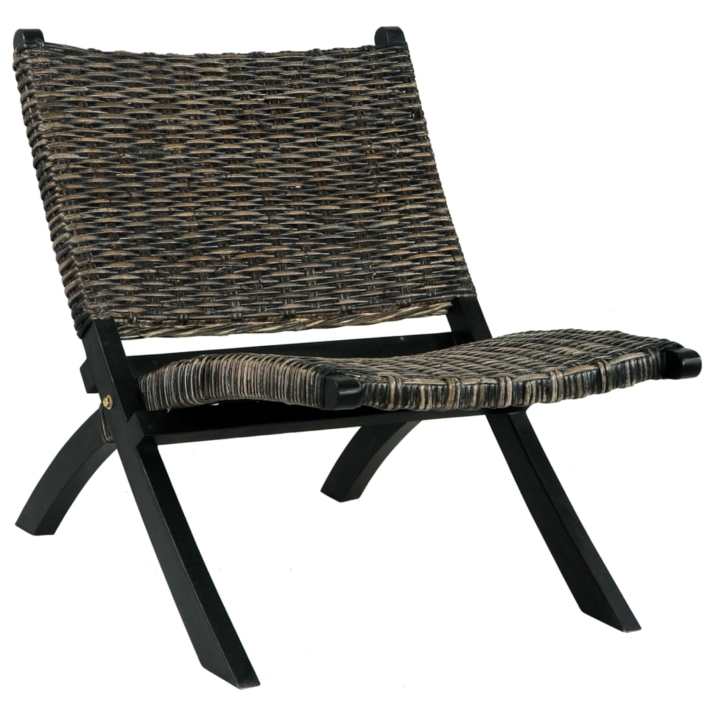 Fauteuil relax en rotin kubu naturel et bois d'acajou massif