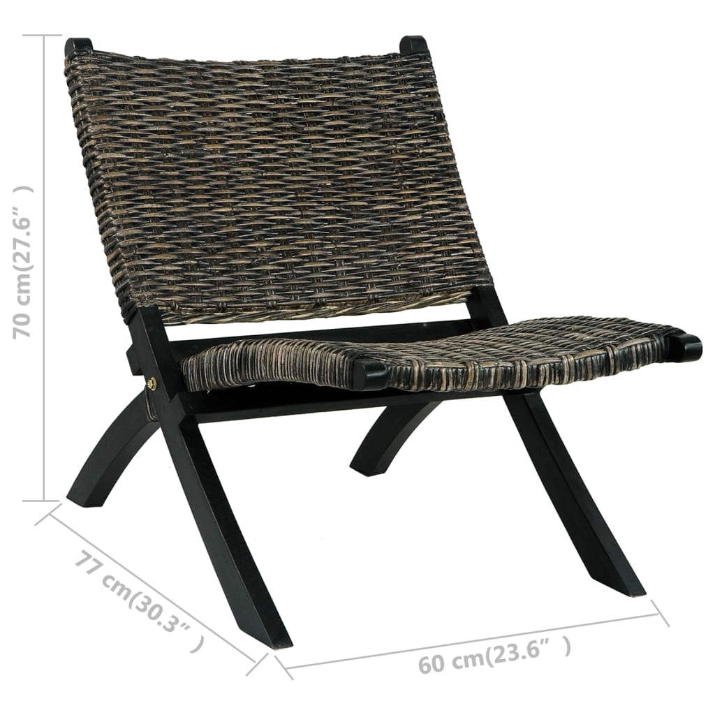 Fauteuil relax en rotin kubu naturel et bois d'acajou massif