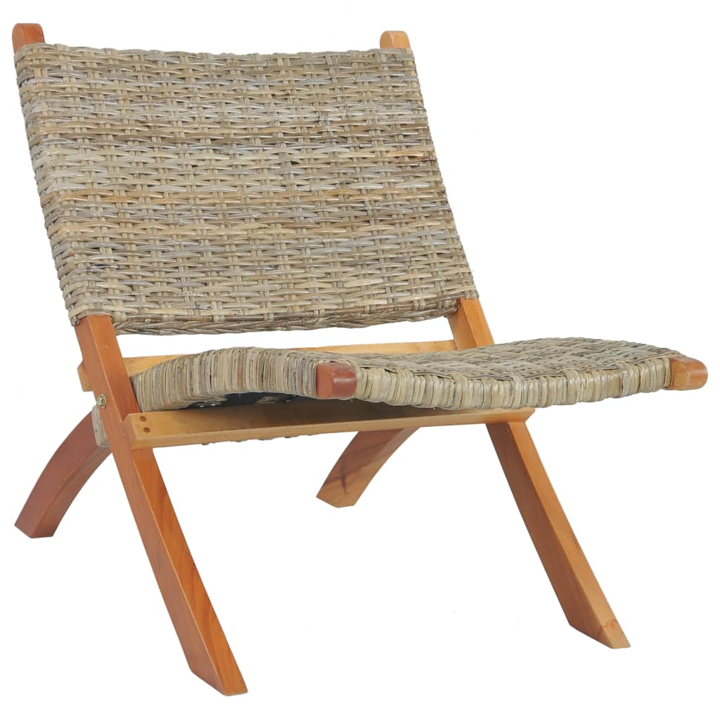 Fauteuil relax en rotin kubu naturel et bois d'acajou massif