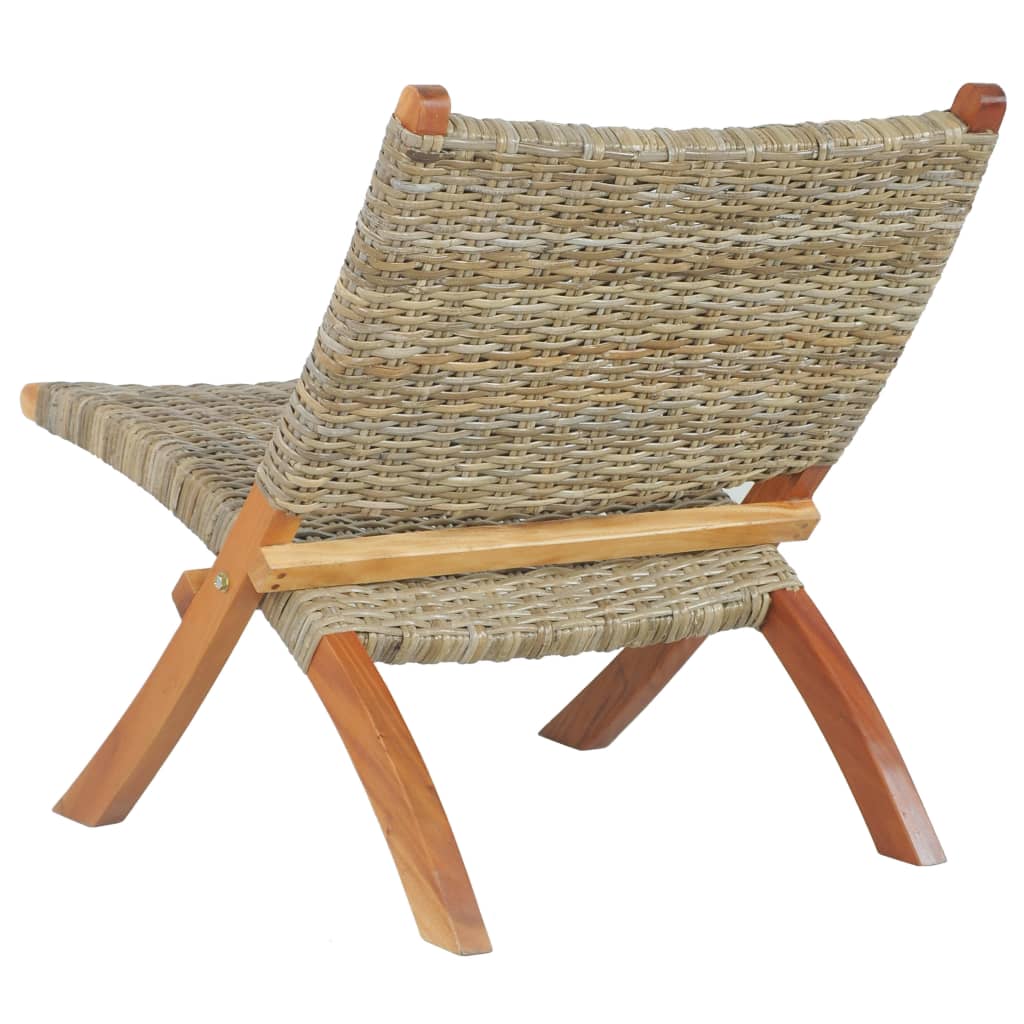 Fauteuil relax en rotin kubu naturel et bois d'acajou massif