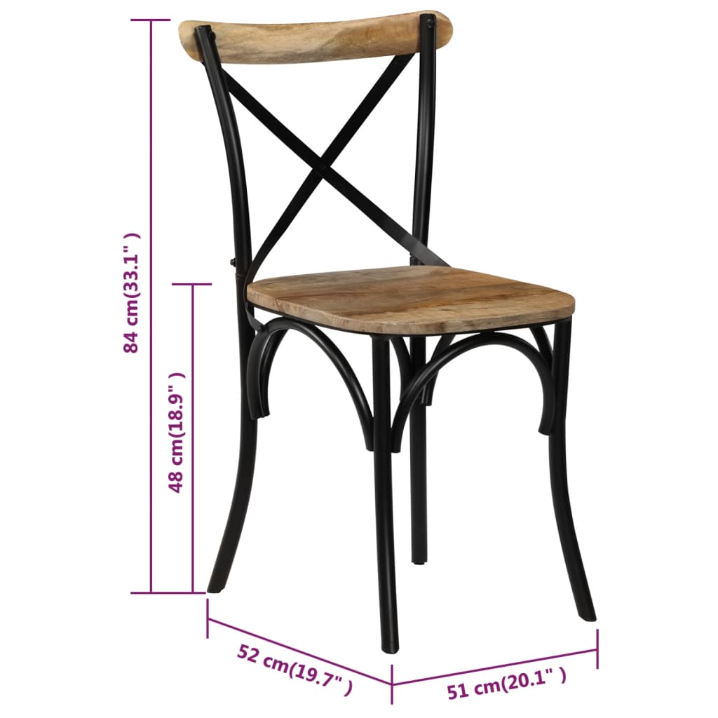 Chaises de salle à manger 4 pcs en bois massif recyclé