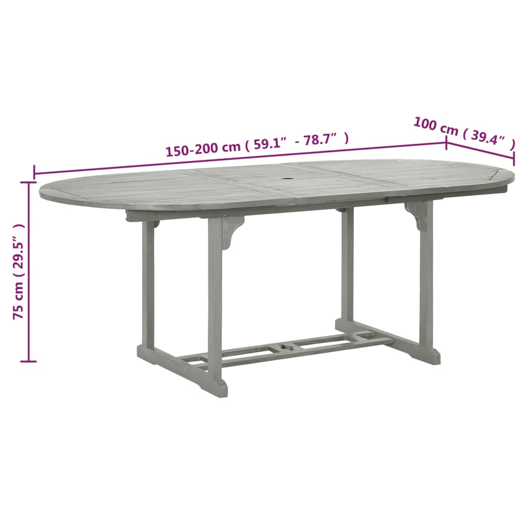 Tuintafel (120-170)x80x75 cm massief acaciahout