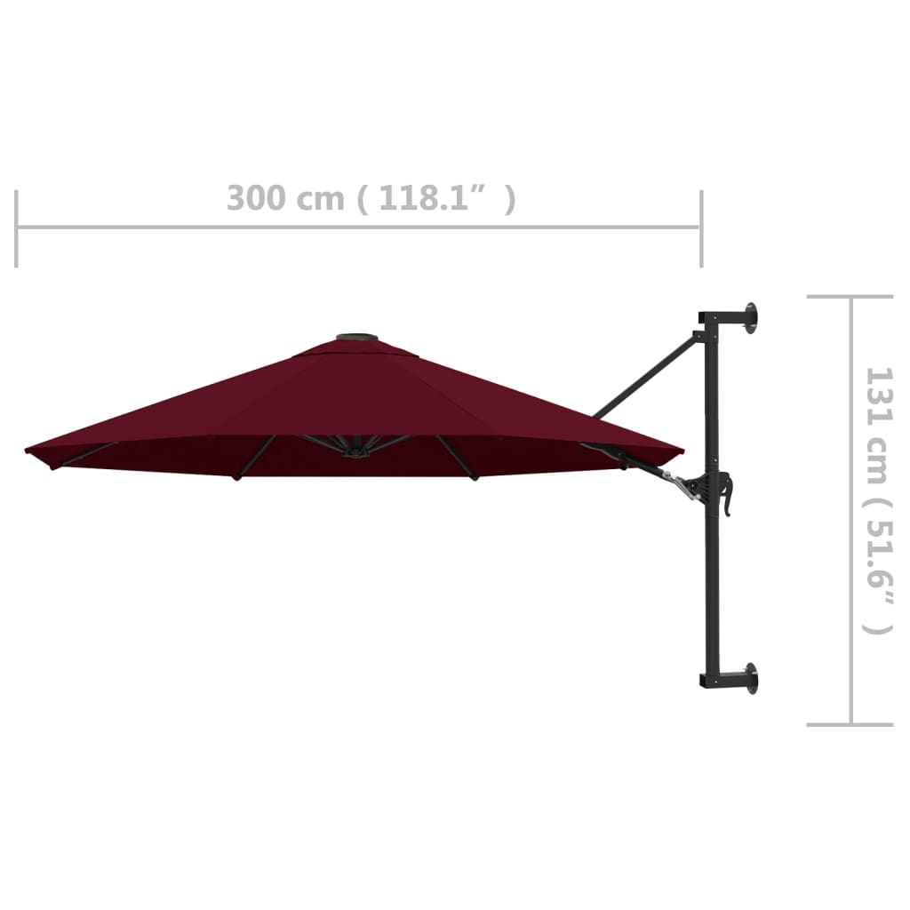 Wandparasol met metalen paal 300 cm