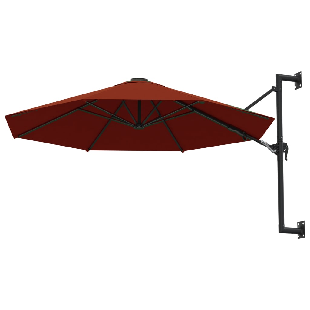 Wandparasol met metalen paal 300 cm terracottakleurig