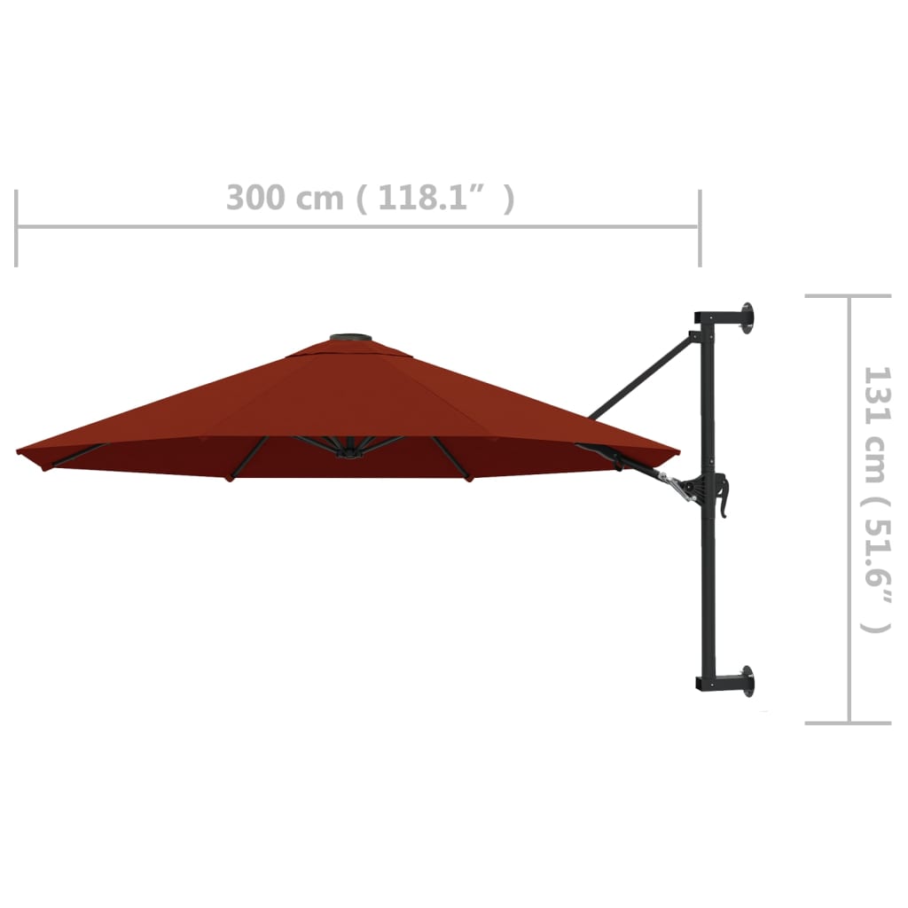 Wandparasol met metalen paal 300 cm