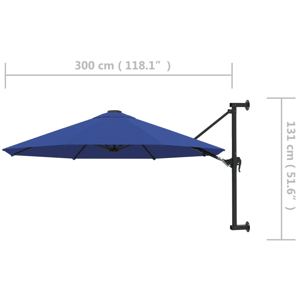 Wandparasol met metalen paal 300 cm