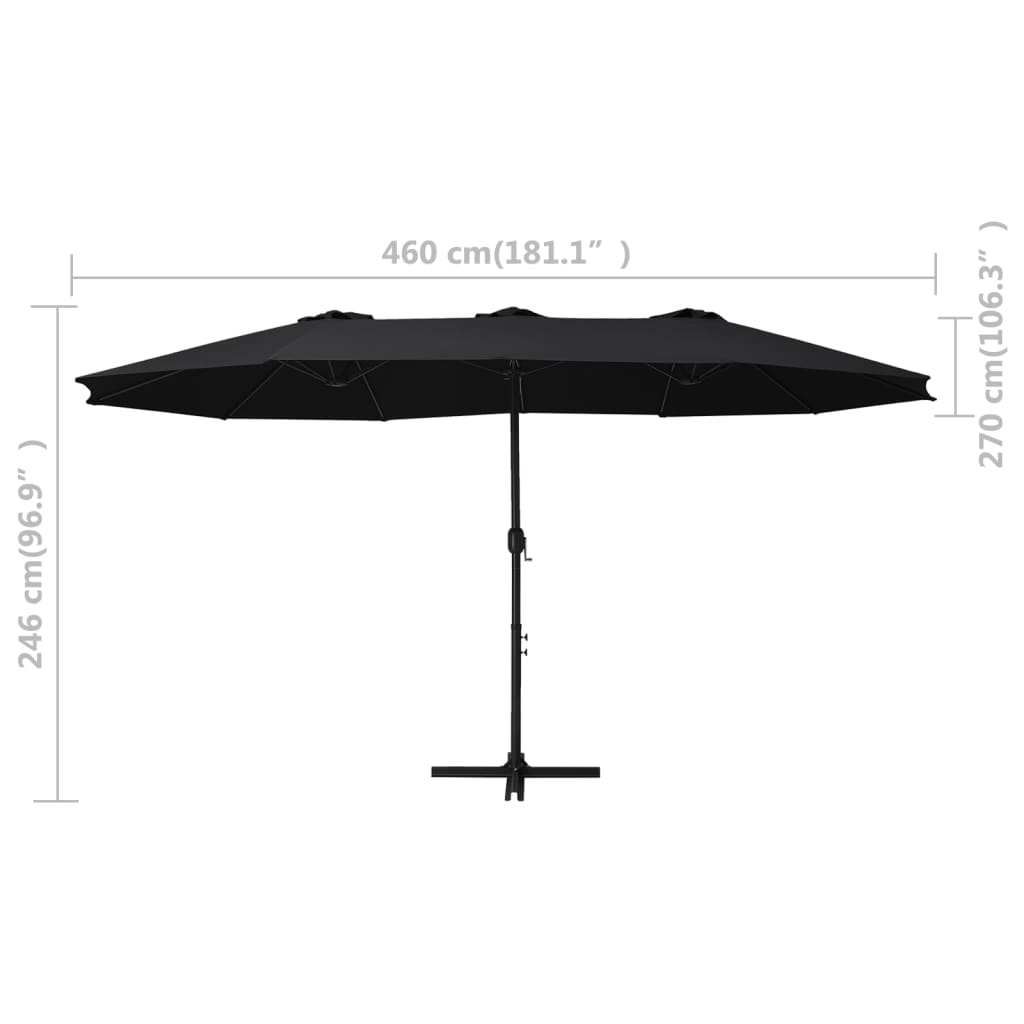 Parasol met aluminium paal 460x270 cm