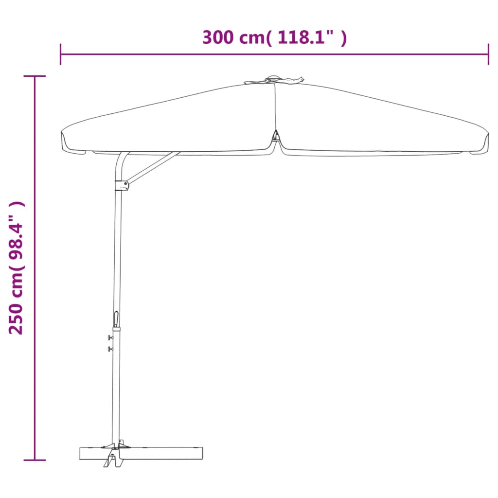 Parasol met stalen paal 300 cm