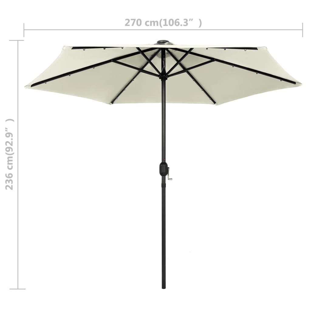 Parasol met LED-verlichting en aluminium paal 270 cm