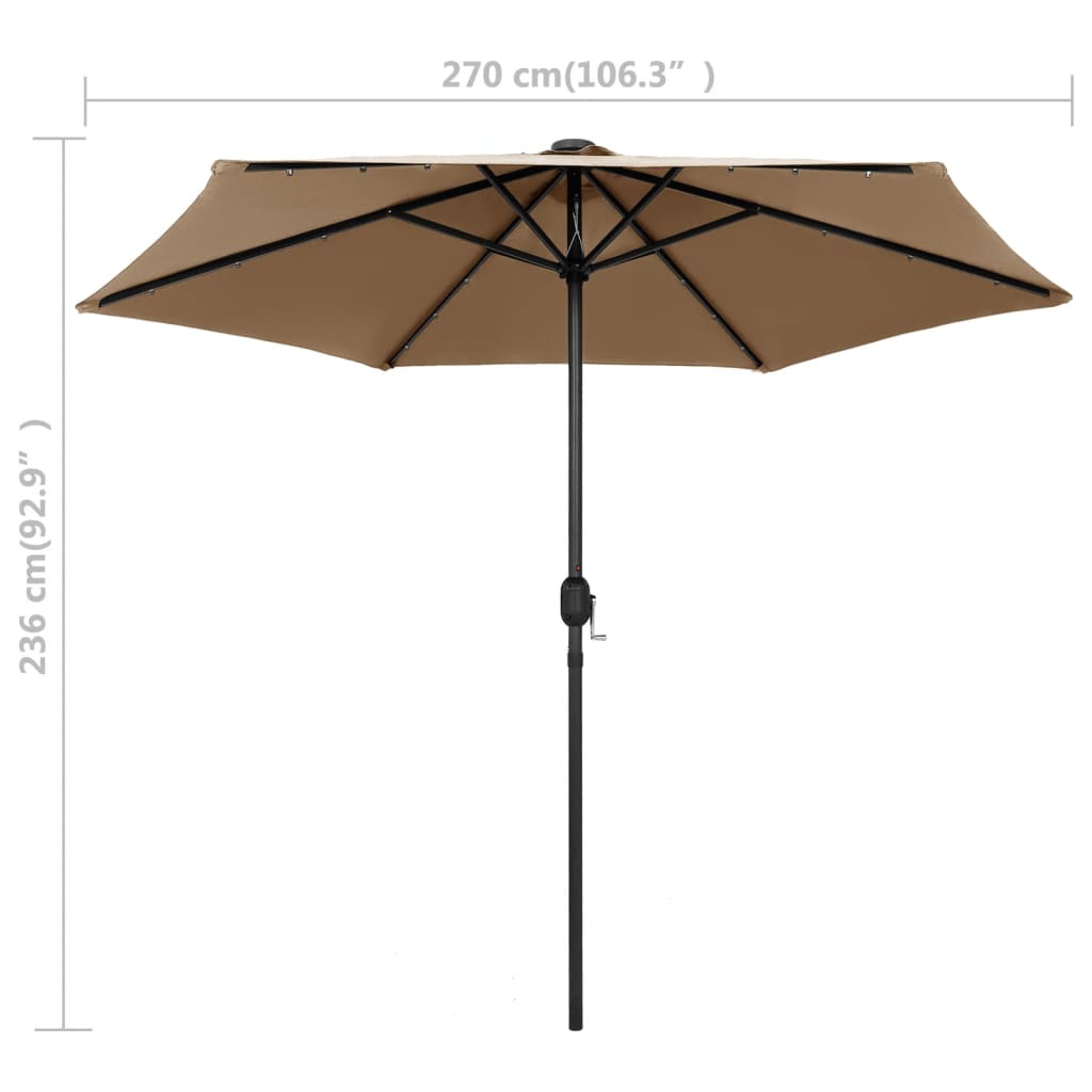 Parasol met LED-verlichting en aluminium paal 270 cm