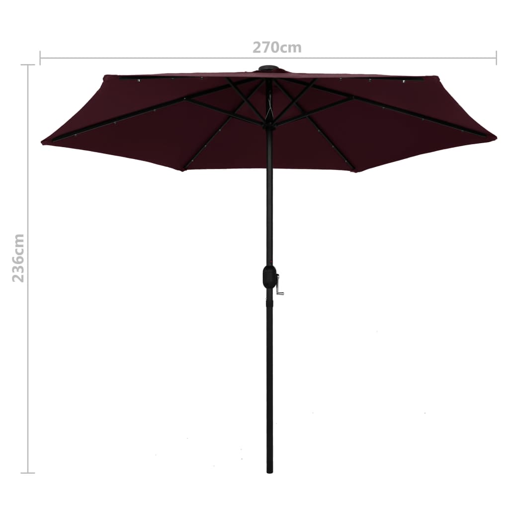 Parasol met LED-verlichting en aluminium paal 270 cm azuurblauw