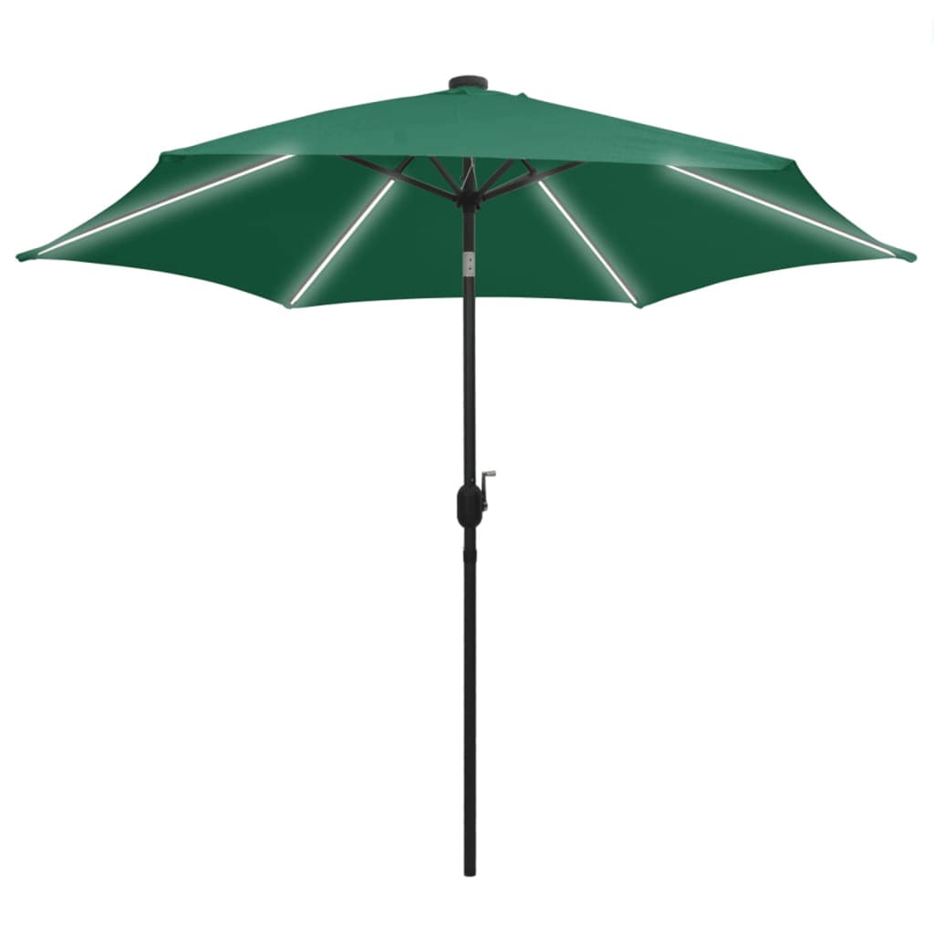 Parasol avec éclairage LED et mât en aluminium 300 cm