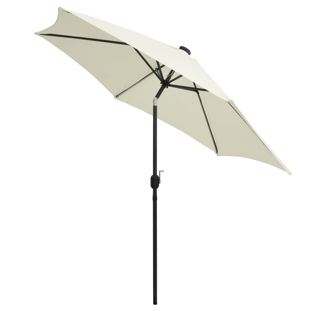 Parasol avec éclairage LED et mât en aluminium 300 cm