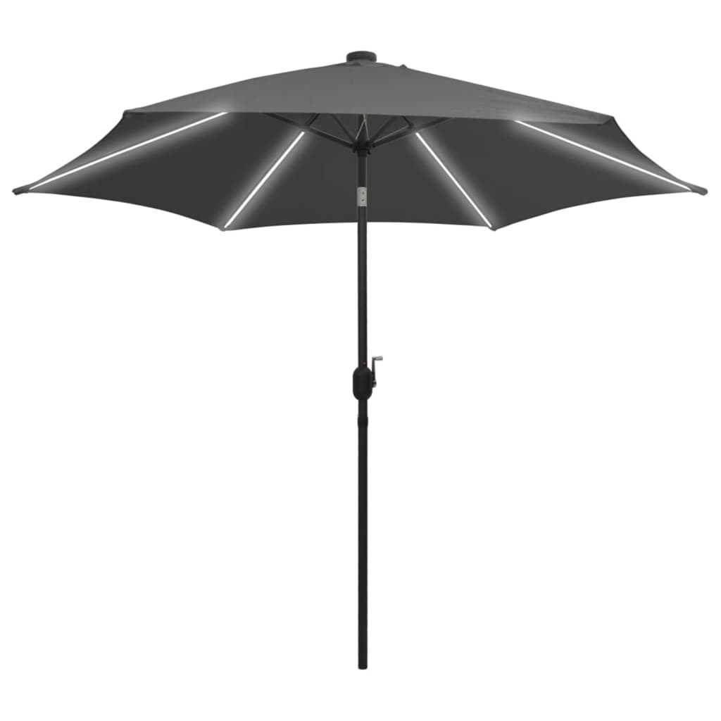 Parasol avec éclairage LED et mât en aluminium 300 cm