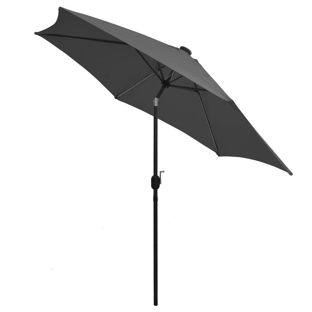 Parasol avec éclairage LED et mât en aluminium 300 cm