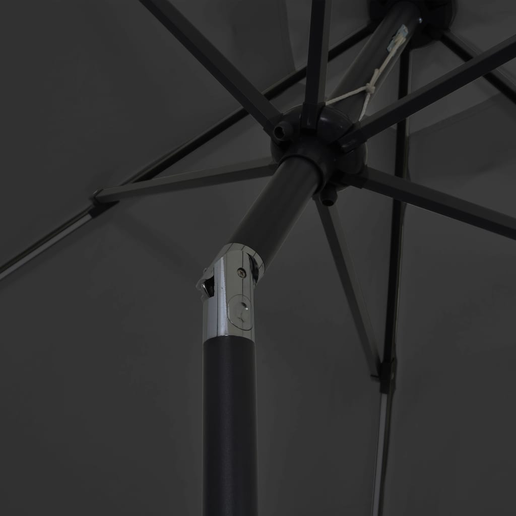 Parasol avec éclairage LED et mât en aluminium 300 cm