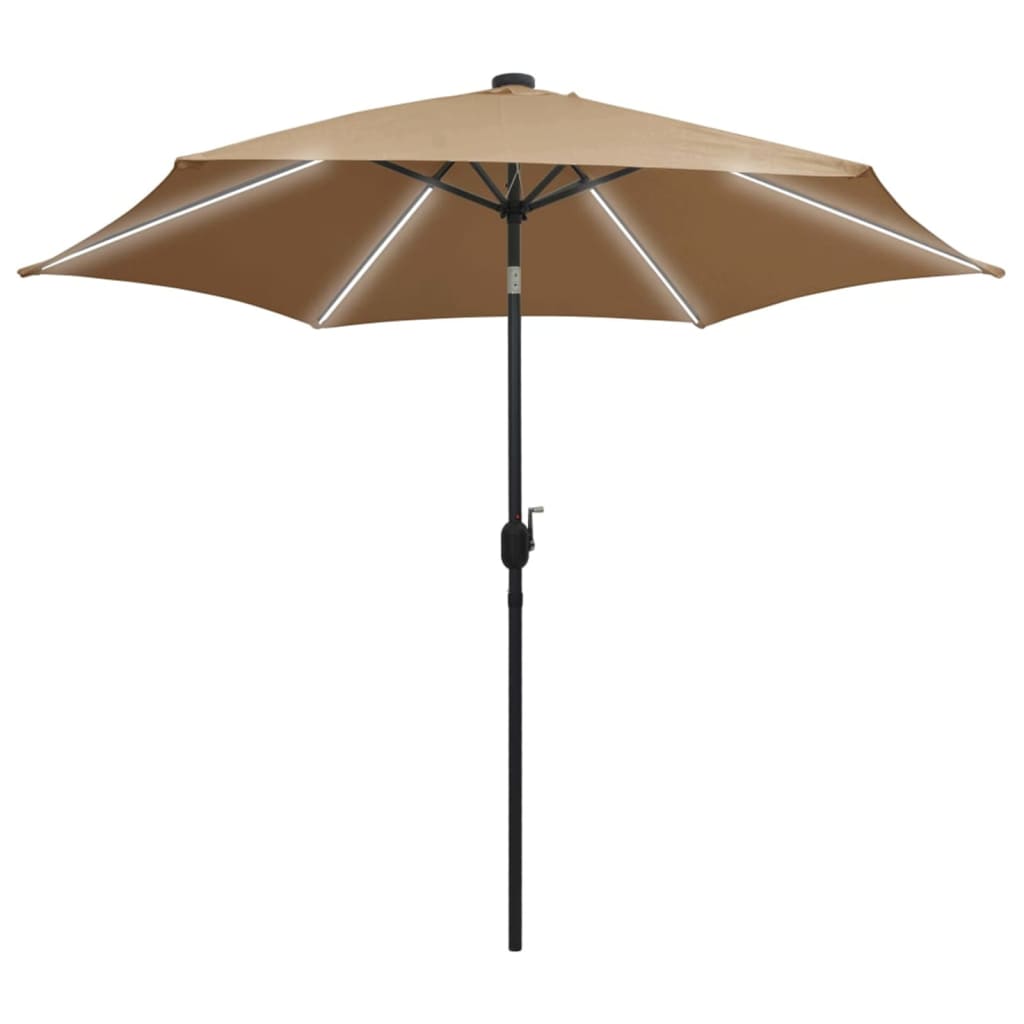 Parasol avec éclairage LED et mât en aluminium 300 cm