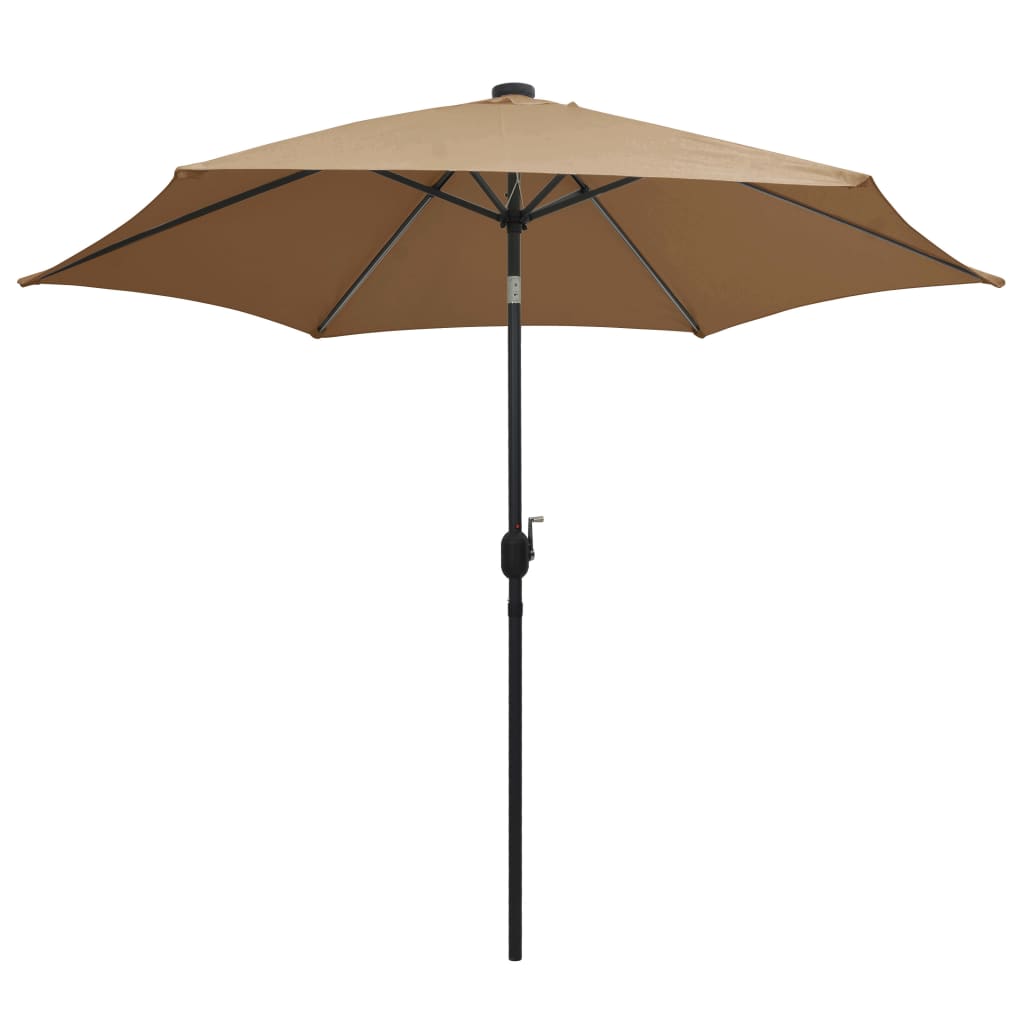 Parasol avec éclairage LED et mât en aluminium 300 cm