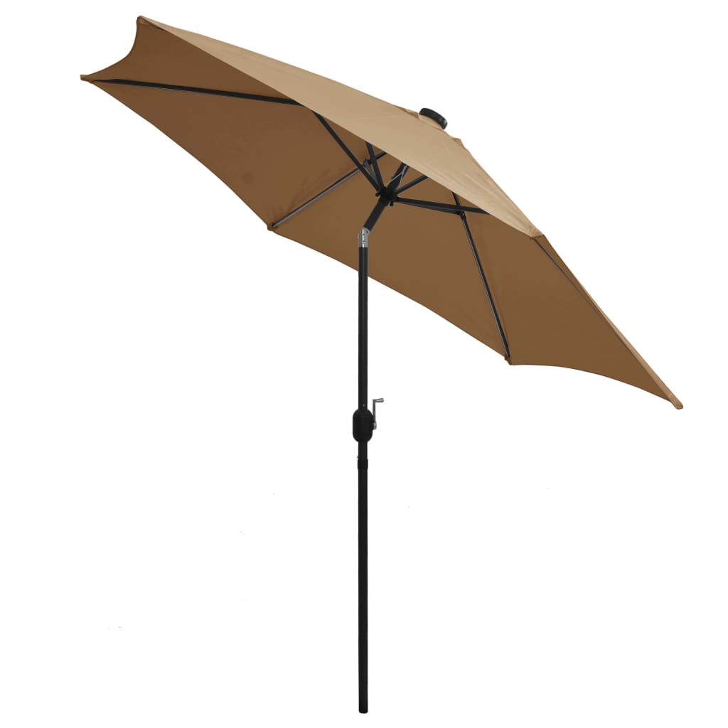 Parasol avec éclairage LED et mât en aluminium 300 cm