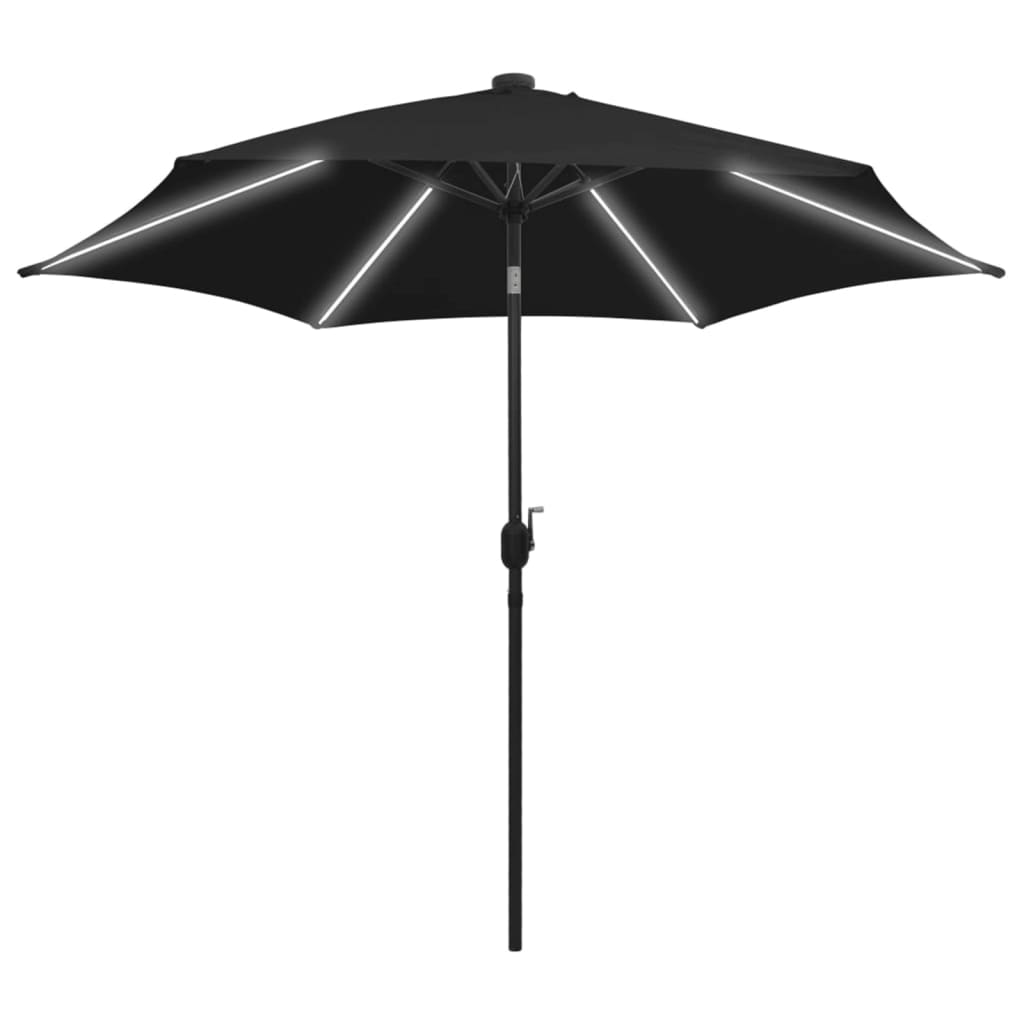 Parasol avec éclairage LED et mât en aluminium 300 cm