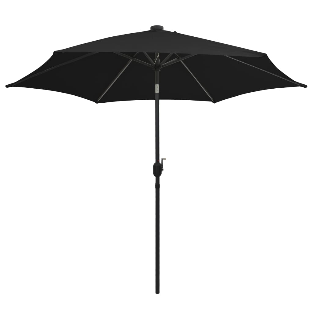 Parasol avec éclairage LED et mât en aluminium 300 cm