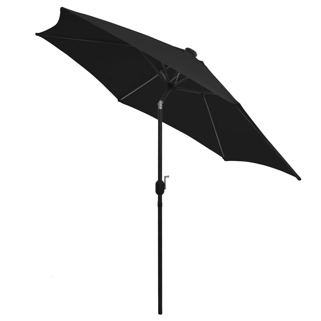 Parasol avec éclairage LED et mât en aluminium 300 cm