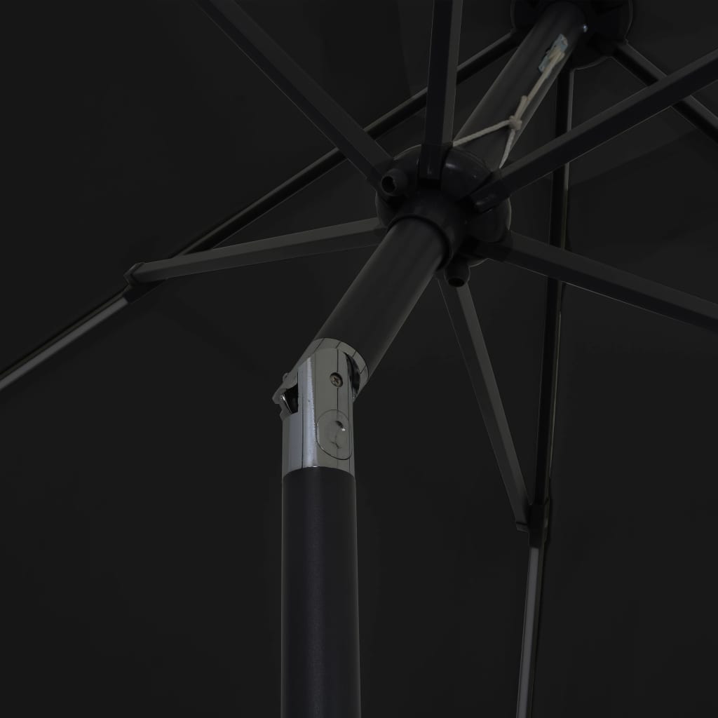 Parasol avec éclairage LED et mât en aluminium 300 cm