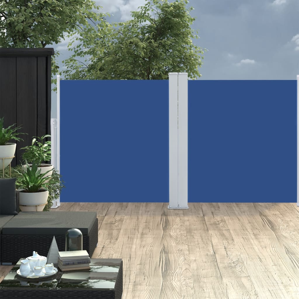 Windscherm uittrekbaar 180x600 cm blauw