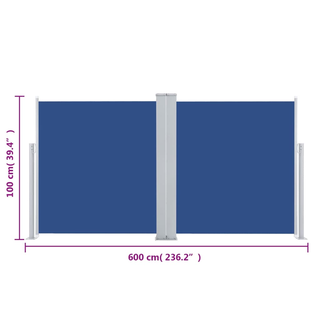 Windscherm uittrekbaar 180x600 cm blauw