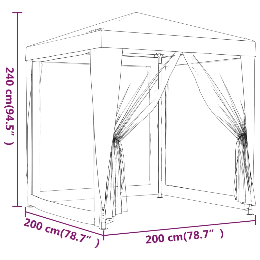 Partytent met 10 mesh zijwanden 12x3 m