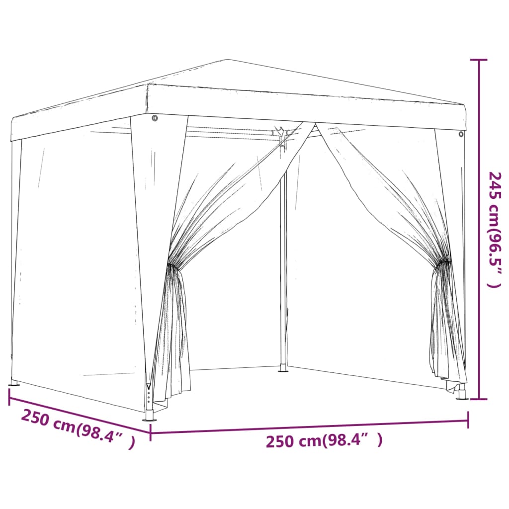 Tente de fête avec 4 parois latérales grillagées 4x3 m