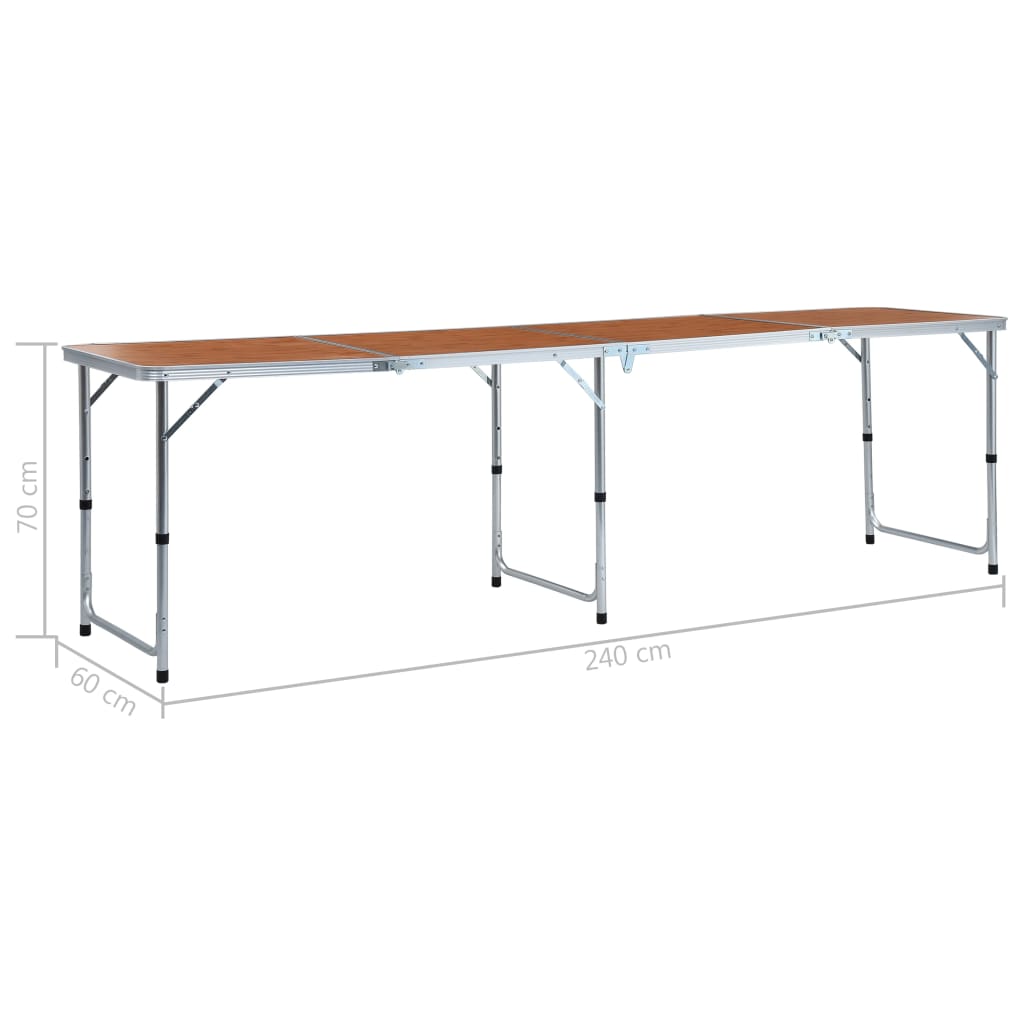 Table de camping pliante 240x60 cm aluminium