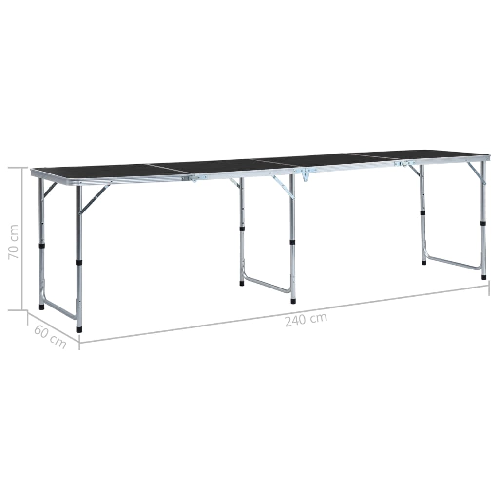 Table de camping pliante 240x60 cm aluminium