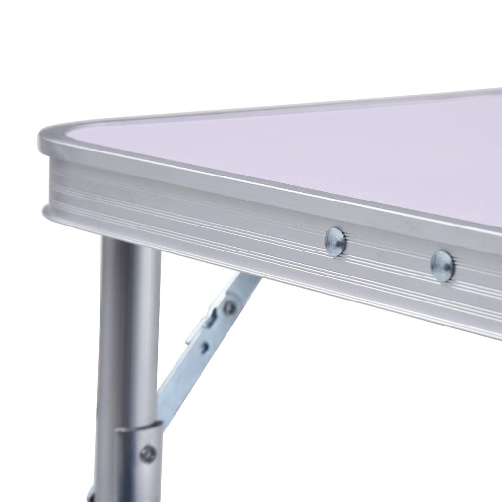 Table de camping pliante 60x45 cm aluminium blanc