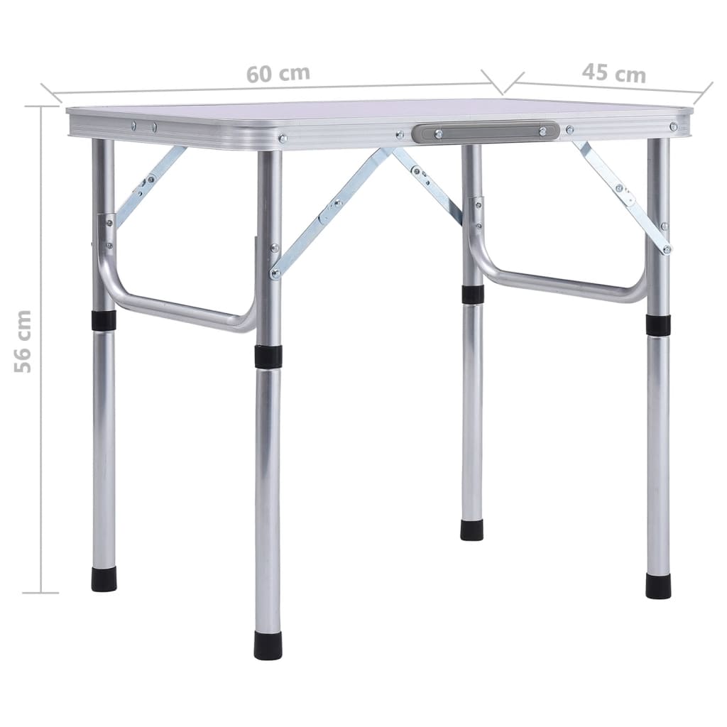 Campingtafel inklapbaar 60x45 cm aluminium wit