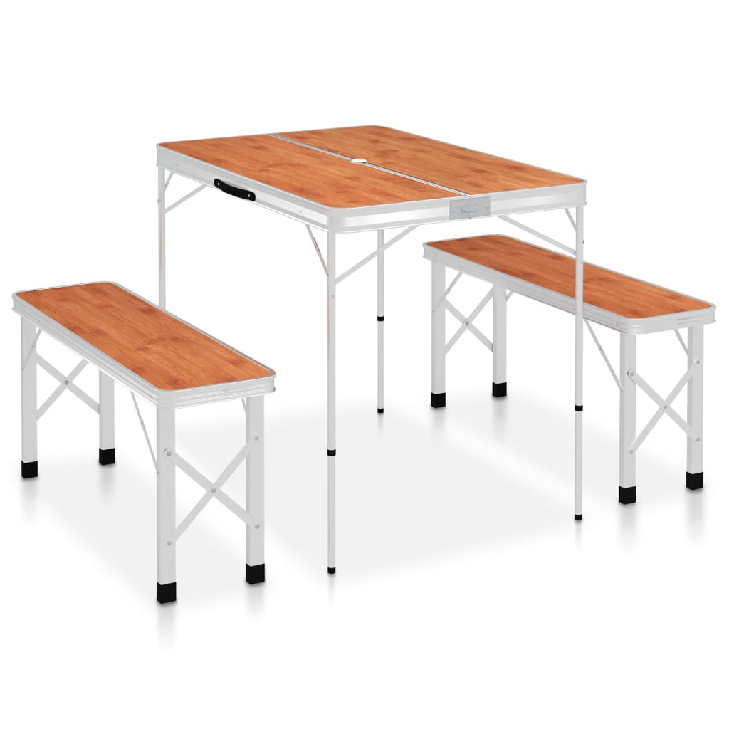 Campingtafel inklapbaar met 2 banken aluminium