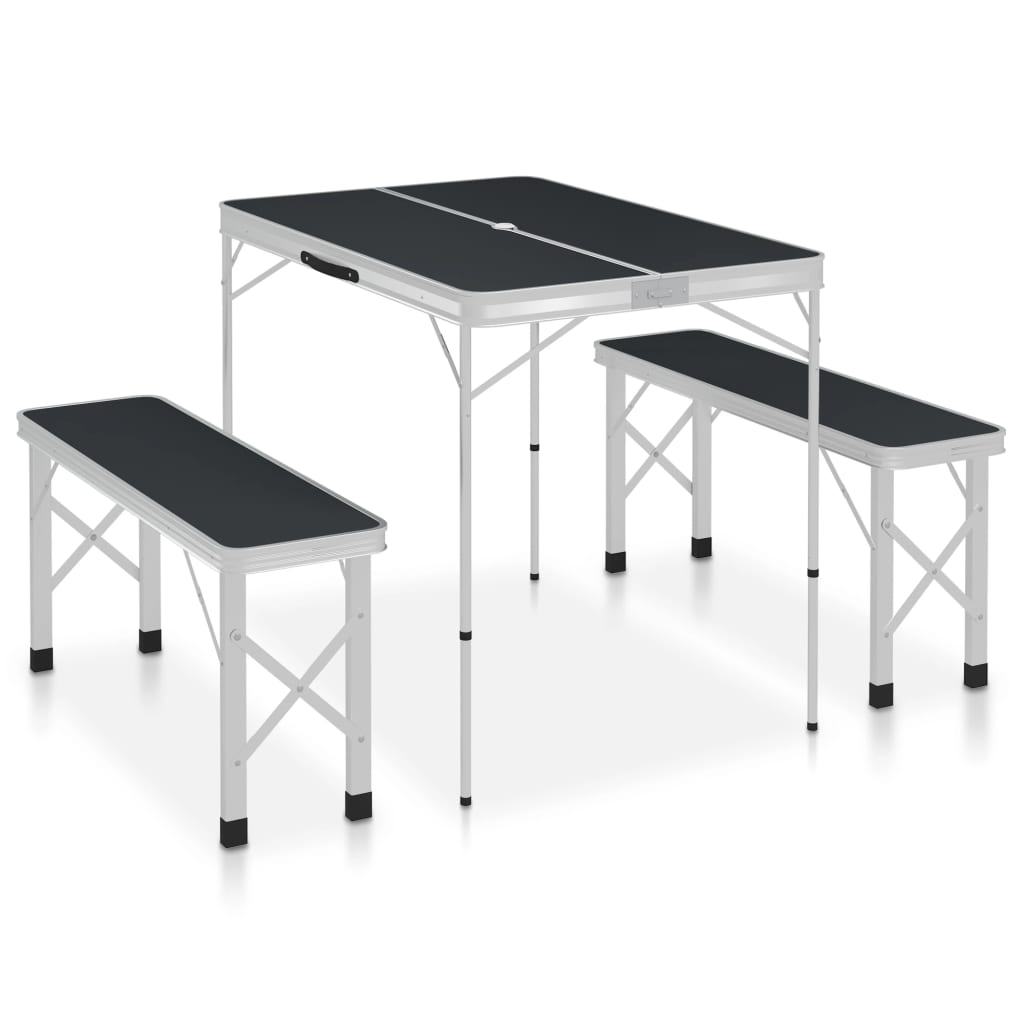 Campingtafel inklapbaar met 2 banken aluminium