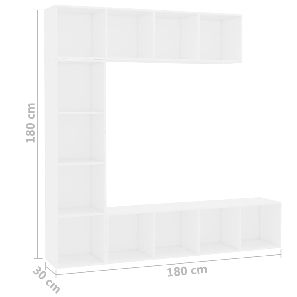 3-delige boekenkast- / tv-meubelset 180x30x180 cm