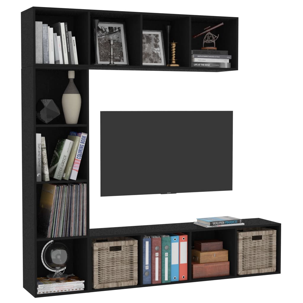 Ensemble bibliothèque/meuble TV 3 pièces 180x30x180 cm chêne fumé