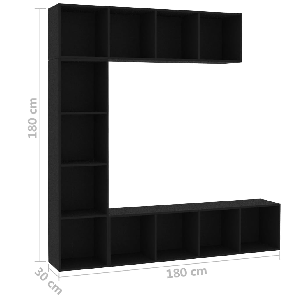 3-delige boekenkast- / tv-meubelset 180x30x180 cm gerookt eiken