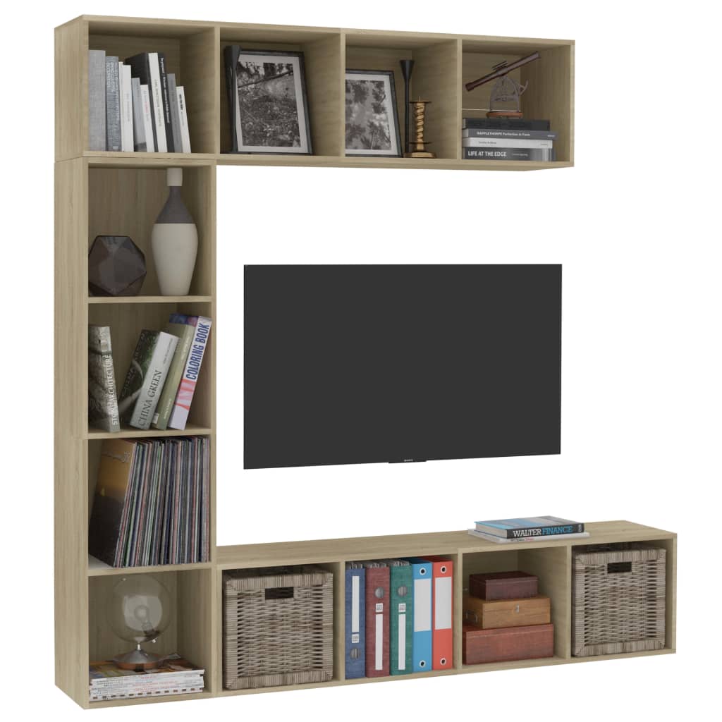 3-delige boekenkast- / tv-meubelset 180x30x180 cm